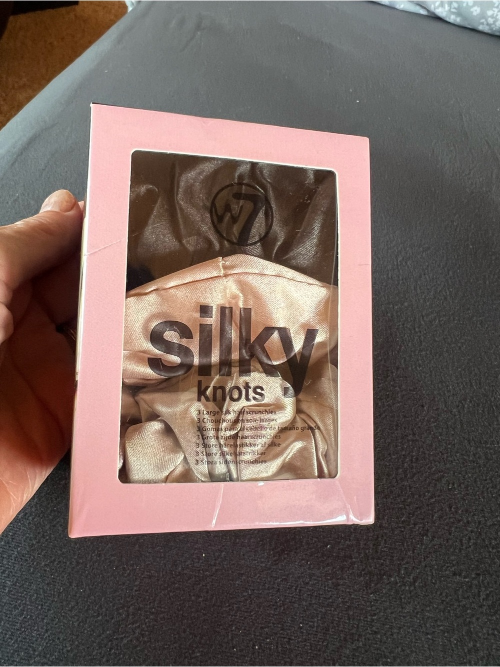 W7 Three Large, Silky Knots Hair Scrunchies, 100% mulberry silk, new/sealed box